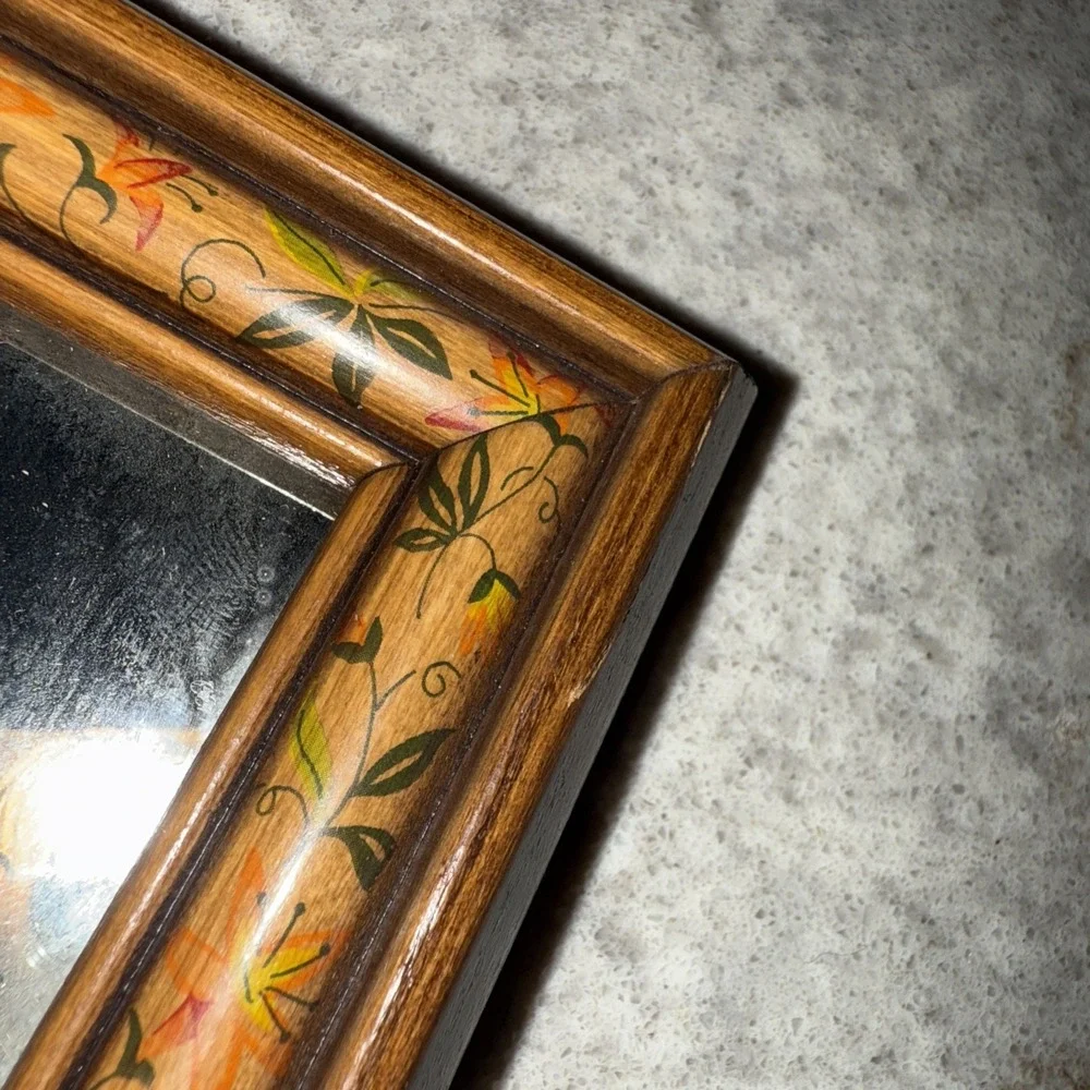 Vintage Home Interior & Gifts Floral Framed Mirror 7.25 In Square Gallery Wall